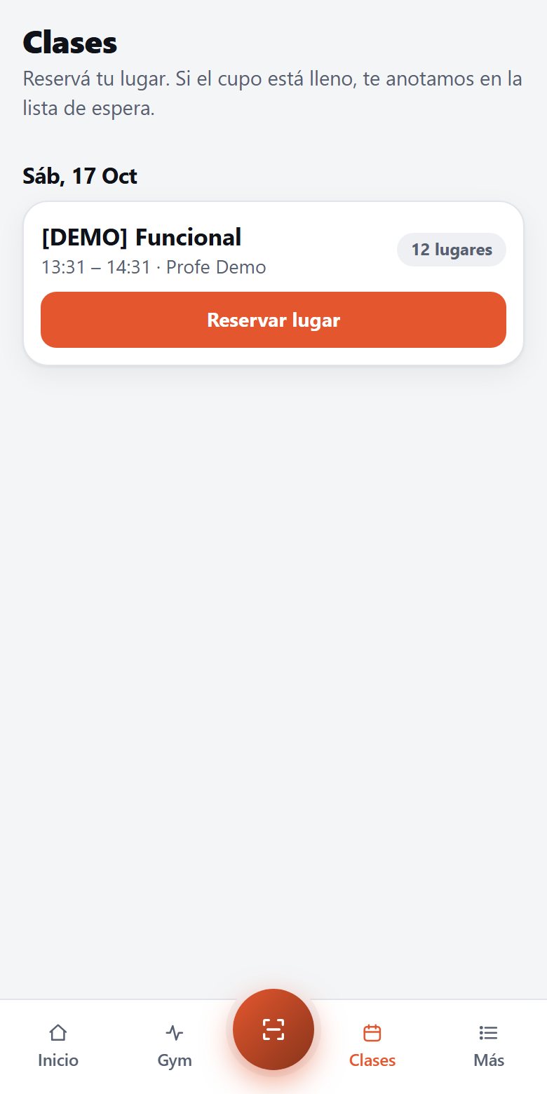 Pantalla de clases: reservar lugar en las próximas clases